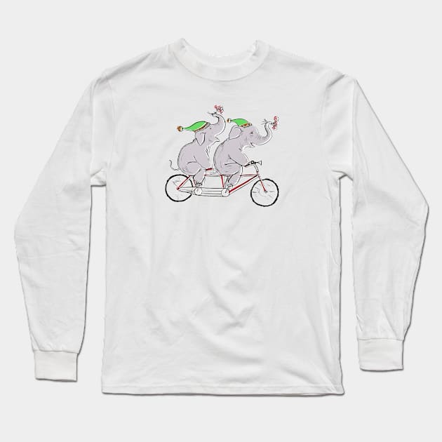 Elephant Pals on a Bike Long Sleeve T-Shirt by AmysBirdHouse